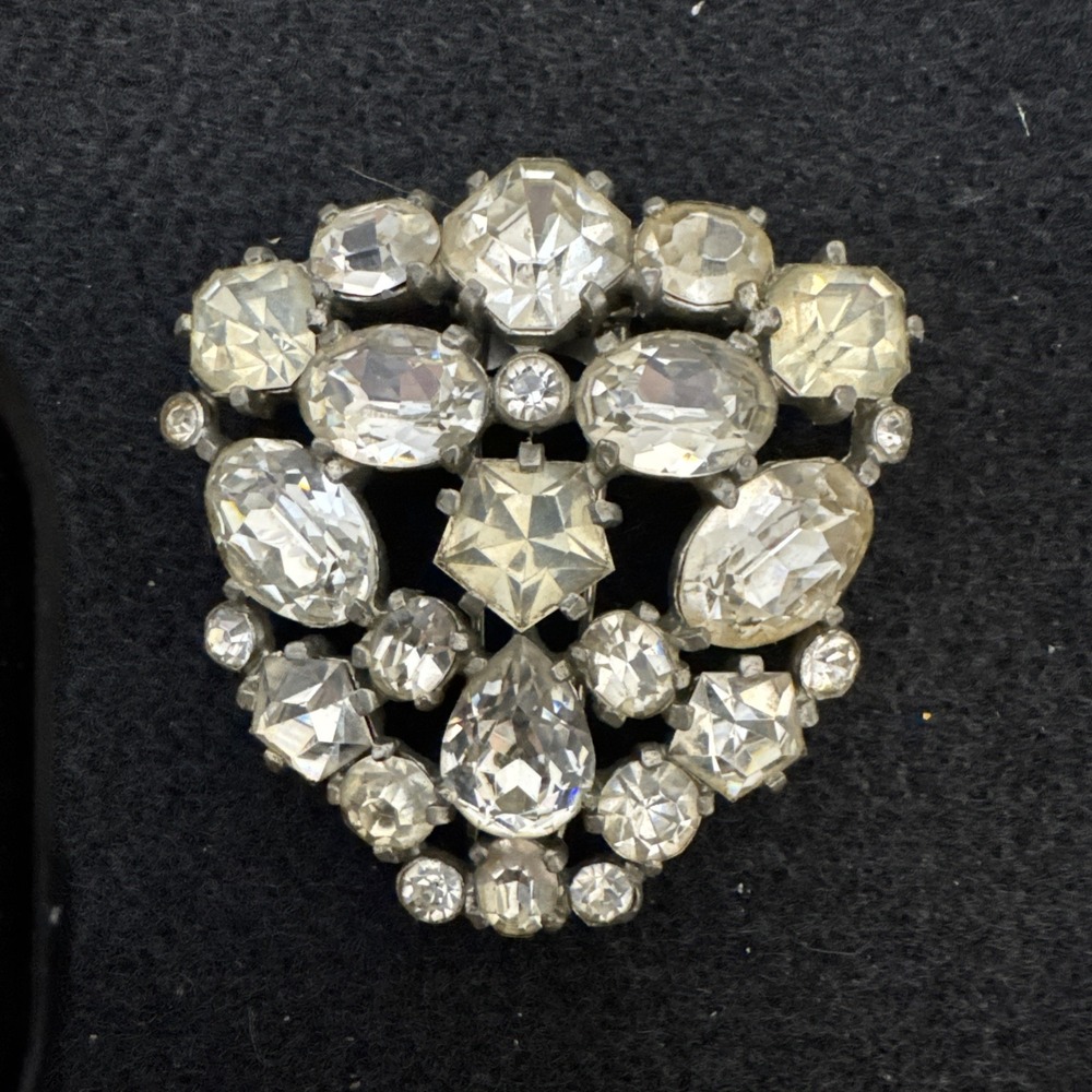 Eisenberg Original Large Vintage Fur Clip Clear Rhinestoned Signed EUC - Picture 2 of 6